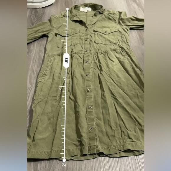 Anthropologie Cloth & Stone Olive Green Tencel Lyocell Utility Mini Dress Sz XS - Picture 10 of 10